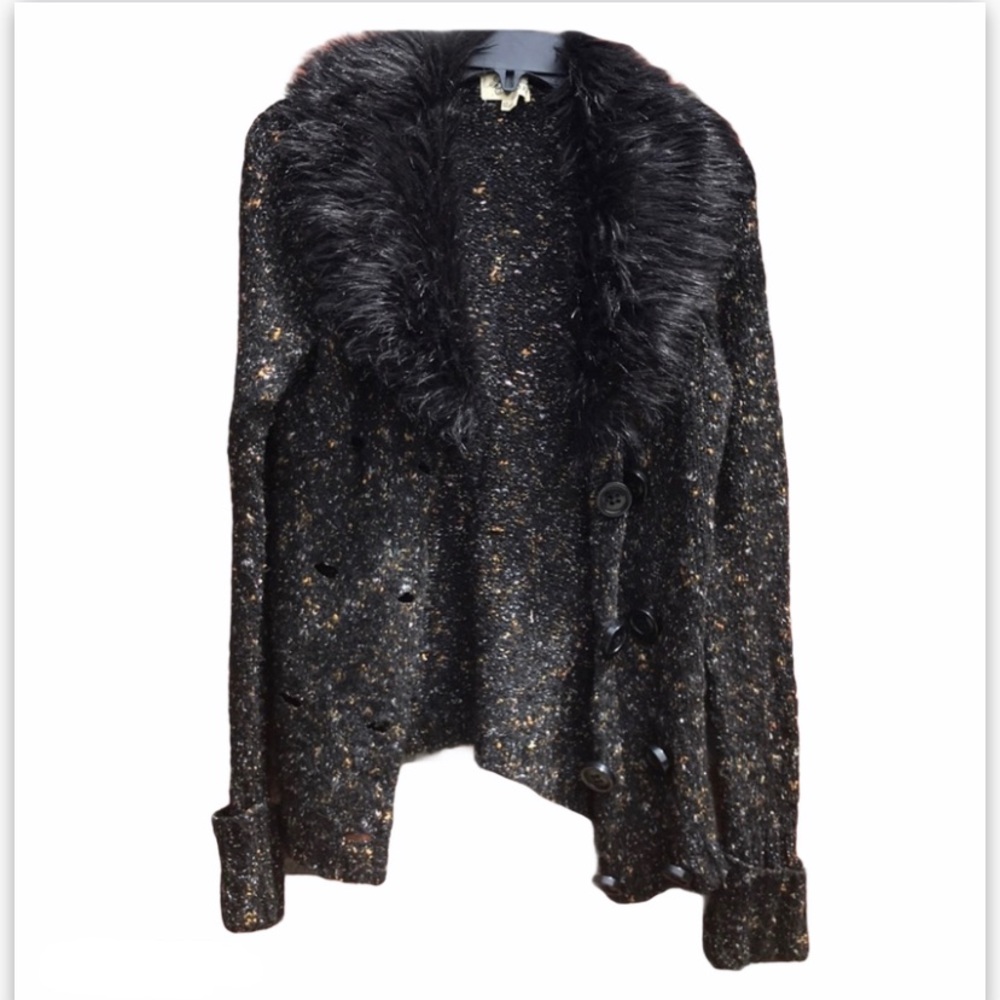 Cardigan w/ Faux Fur Collar